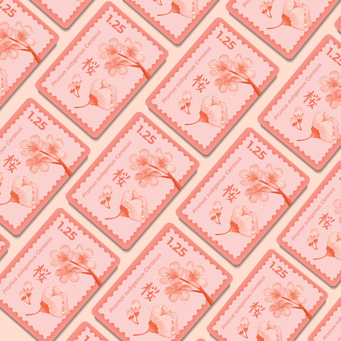 Sakura Postage Stamp Sticker