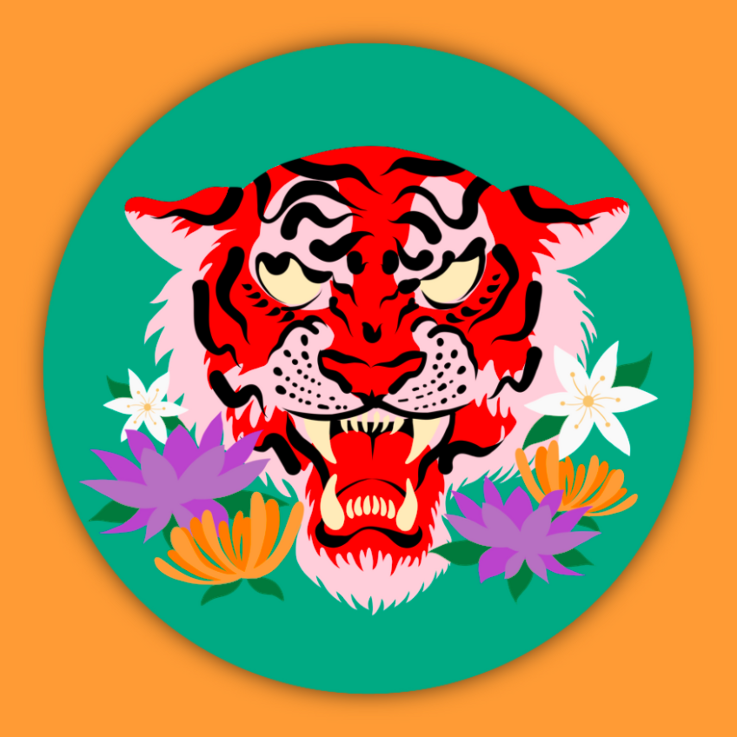 "Blooming Tiger" Sticker